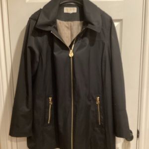 MICHAEL Michael Kors Black Zip Trench Coat with Hood, Size L or XL?